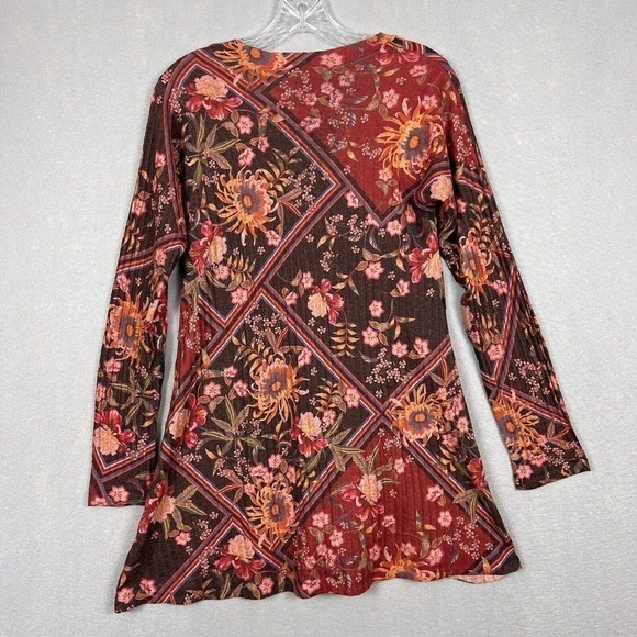 Soft Surroundings Tunic Top Sz XS Alisanna Multicolor Floral Long Sleeve - Picture 10 of 11